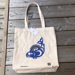 NEW NWT Baggu Branded Meta Merch Tote Bag Cotton Salish Illustration Graphic